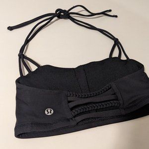 Lululemon Alight Bra, Black, Braided Back Strap Halter Bralette, Size 2